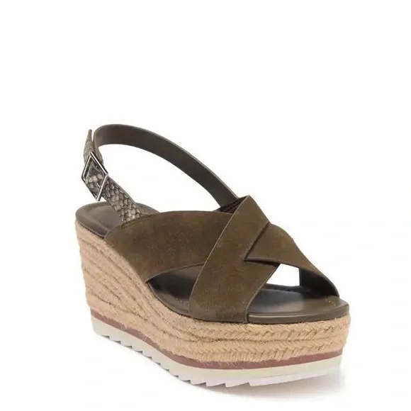 🆕{MARC FISHER} Cross Band Platform Wedge Espadrille - Picture 6 of 9